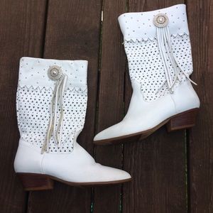 White Calico Riding cowgirl boots bling 7